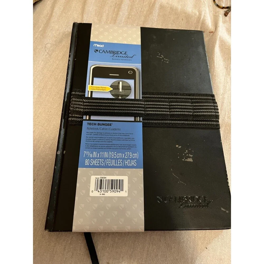 Cambridge Tech Bungee 80 Sheet Notebook w. Device Straps NWT